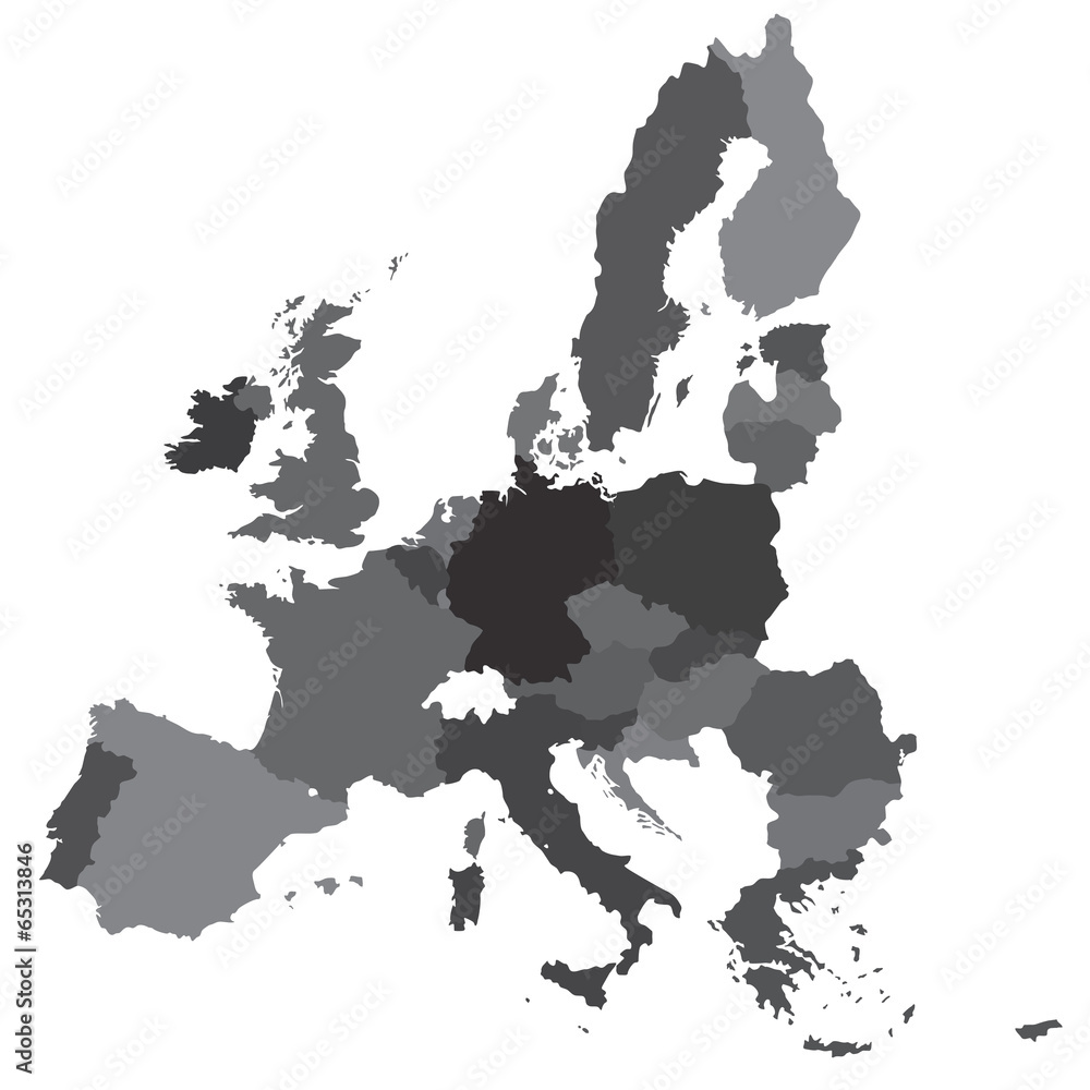 Fototapeta premium szara mapa granice UE