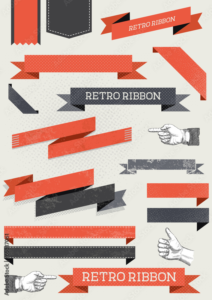 Retro Ribbon Collection - obrazy, fototapety, plakaty 
