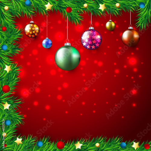 Christmas Colorful Background with lights and baubles