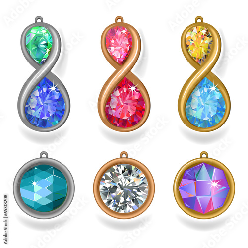 jewelry precious metal pendants and lavalieres with colored gems