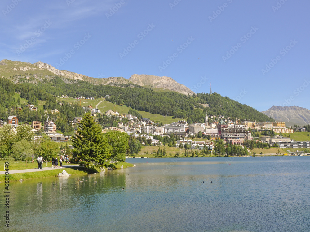 St. Moritz, Dorf, Schweizer Alpen, See, Graubünden, Schweiz