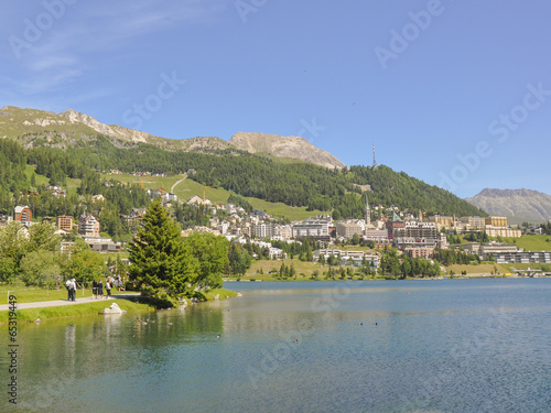 St. Moritz, Dorf, Schweizer Alpen, See, Graubünden, Schweiz