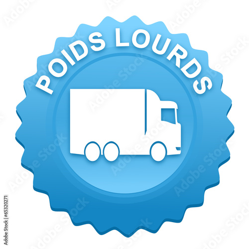 poids lourds sur bouton web denté bleu photo