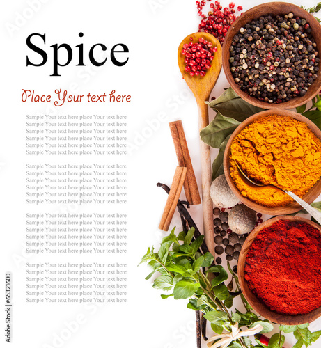 Fototapeta Naklejka Na Ścianę i Meble -  Various spices isolated on white background
