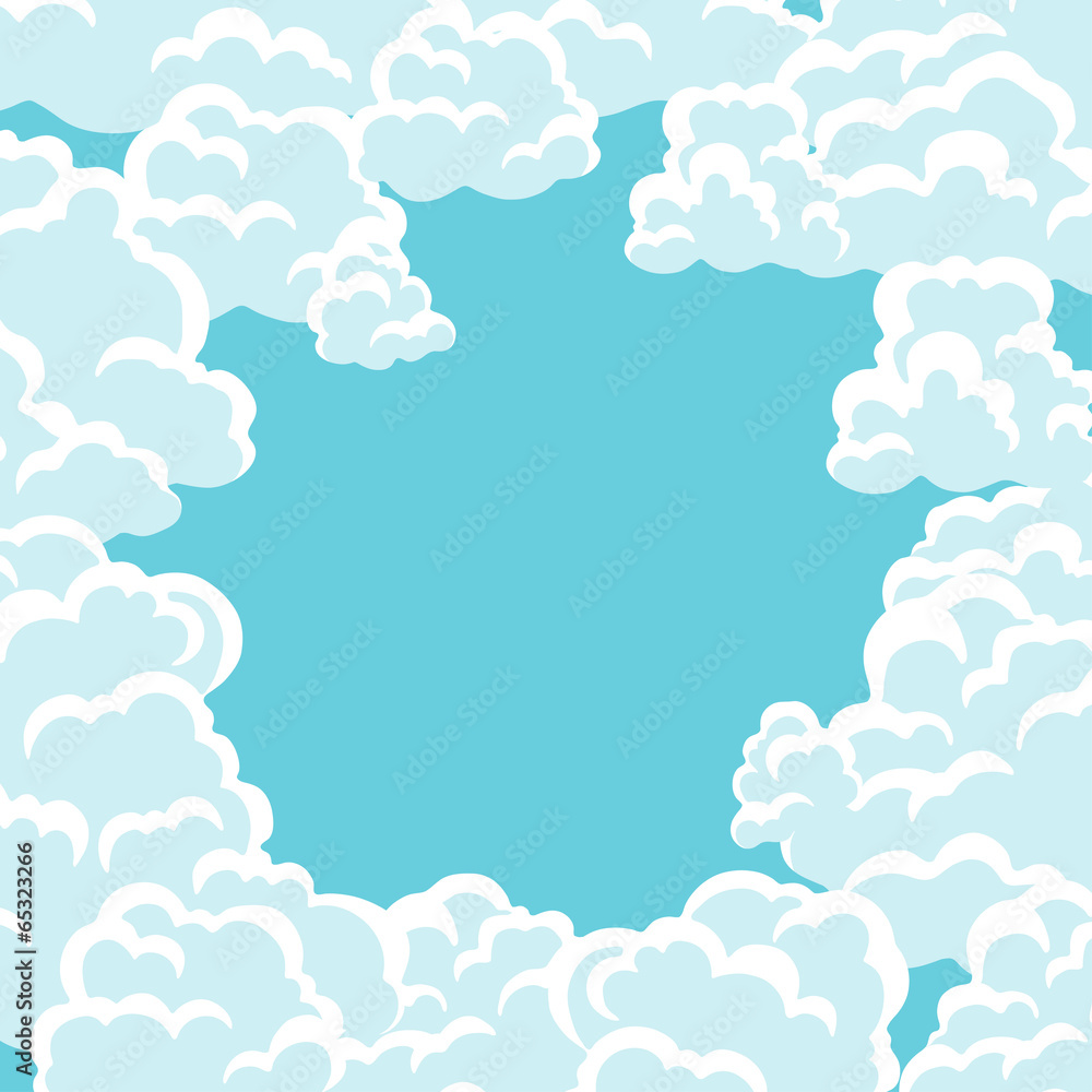 Abstract background card with sky and clouds.