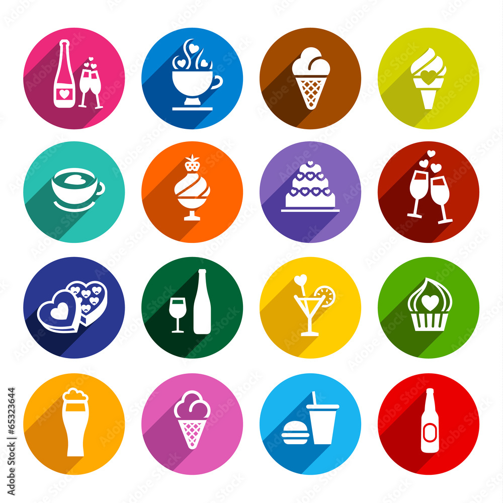 Set flat food icons Set flat food icons