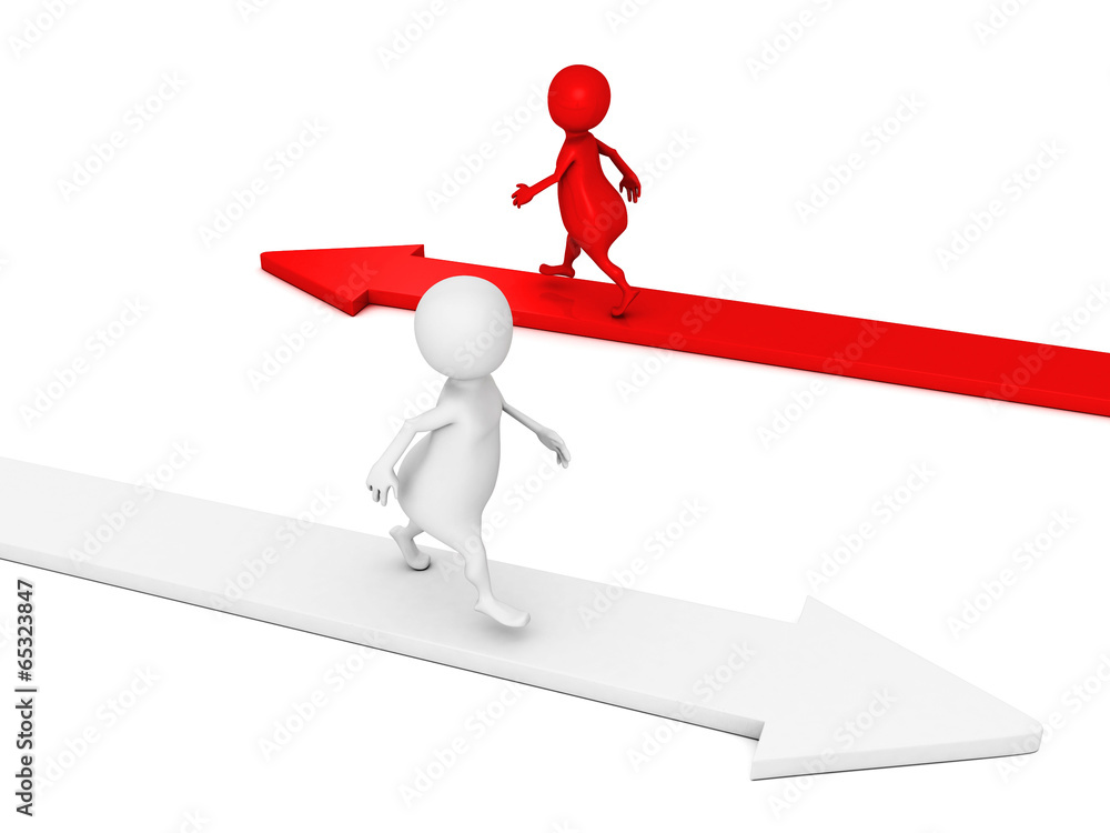 3d people on different way direction arrows 3d people on different way direction arrows