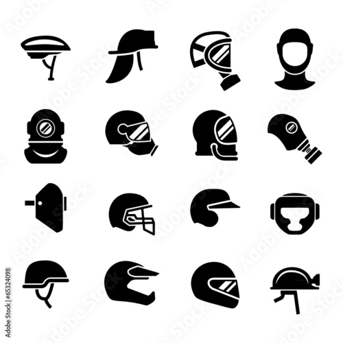 Set icons of helmets and masks