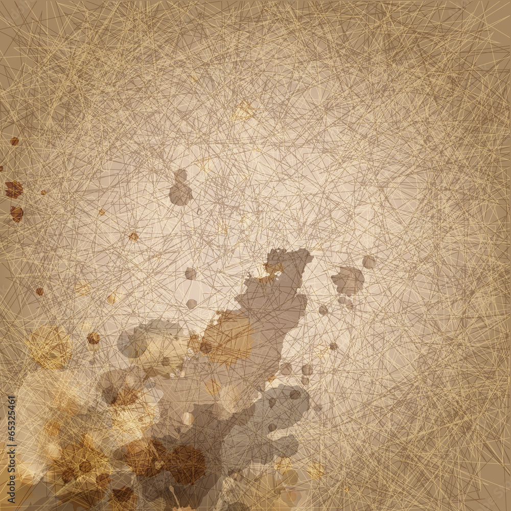 abstract grunge brown background with scratch and ink blots