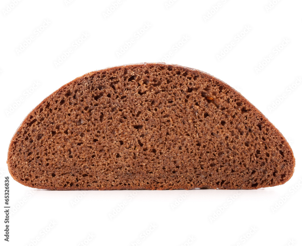 Slice of fresh rye bread isolated on white background cutout Slice of fresh rye bread isolated on white background cutout