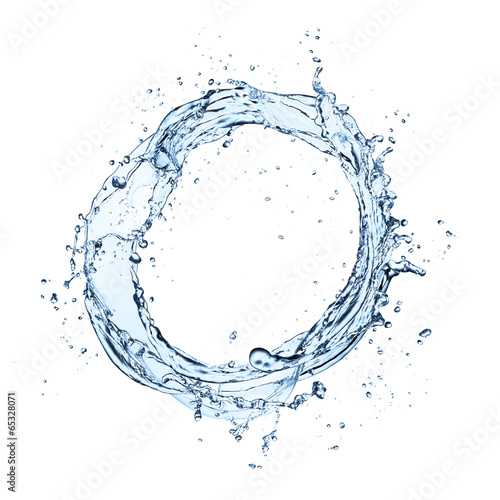 Water splash circle on white background