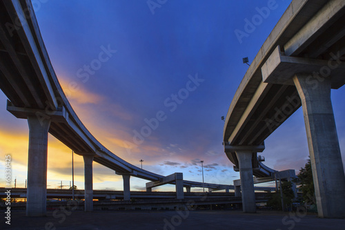 concrete structure of express way against beautiful dusky sky us