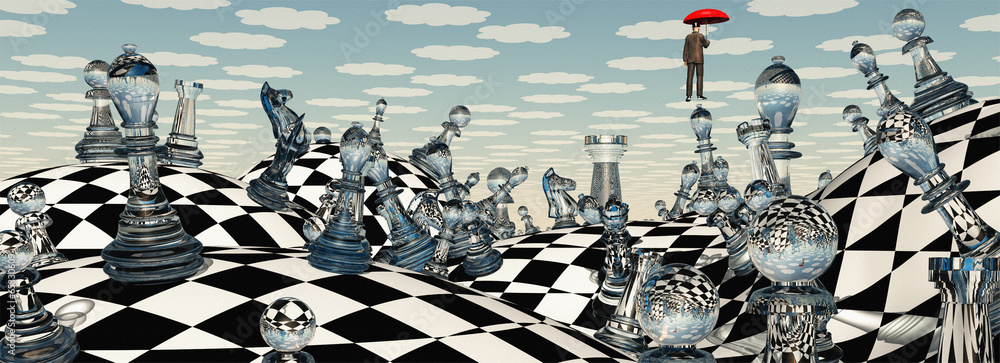 Surreal Chess Landscape - obrazy, fototapety, plakaty 