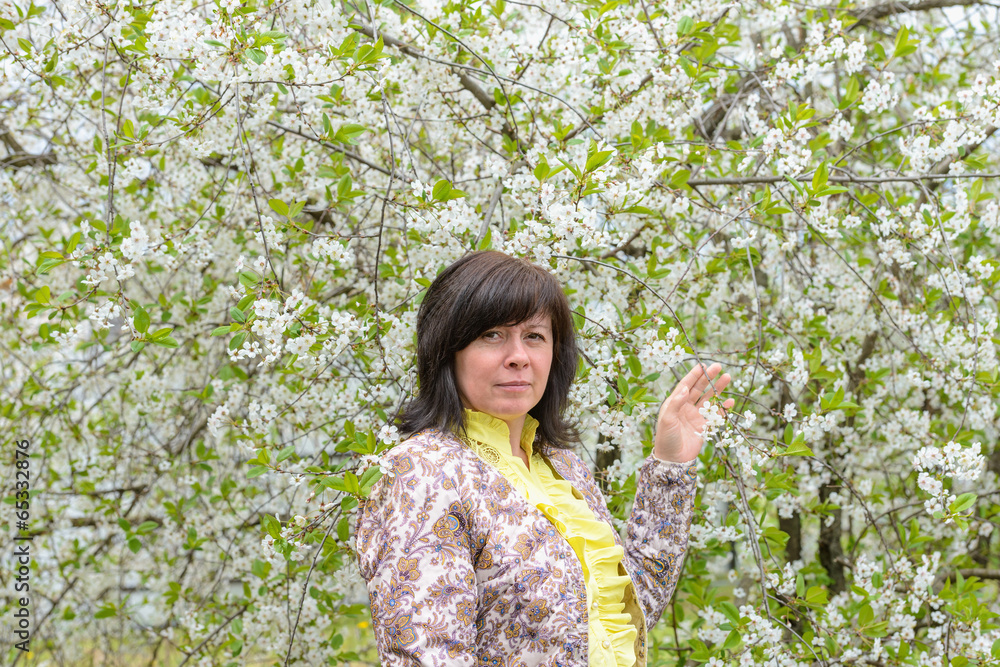 portrait of brunette cherry orchard portrait of brunette cherry orchard