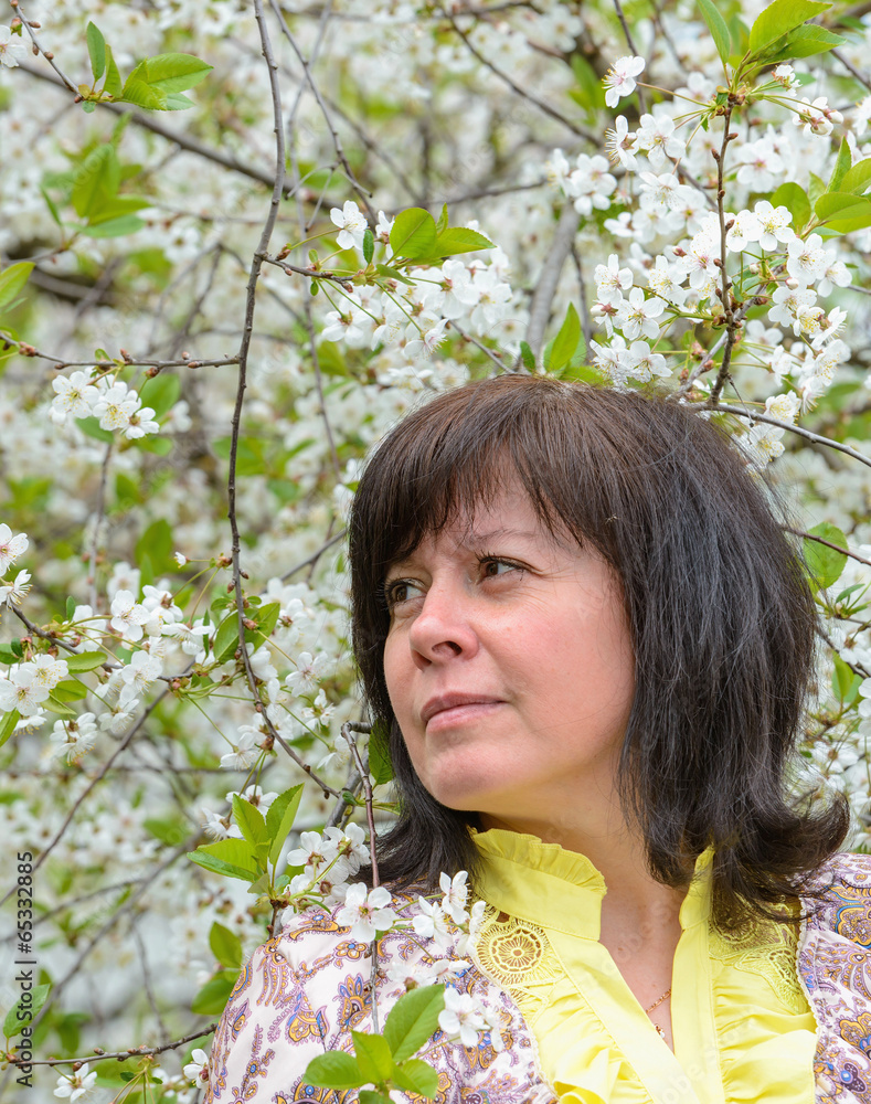 portrait of brunette cherry orchard portrait of brunette cherry orchard