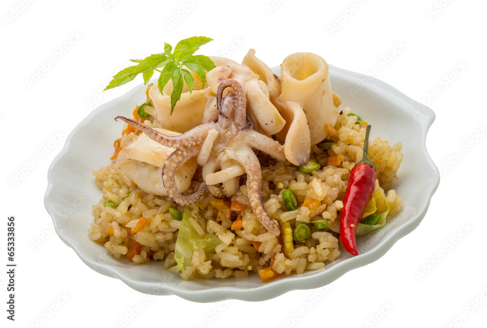 Fried rice with calamari Fried rice with calamari