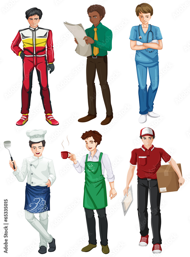 Obraz premium Six employed men