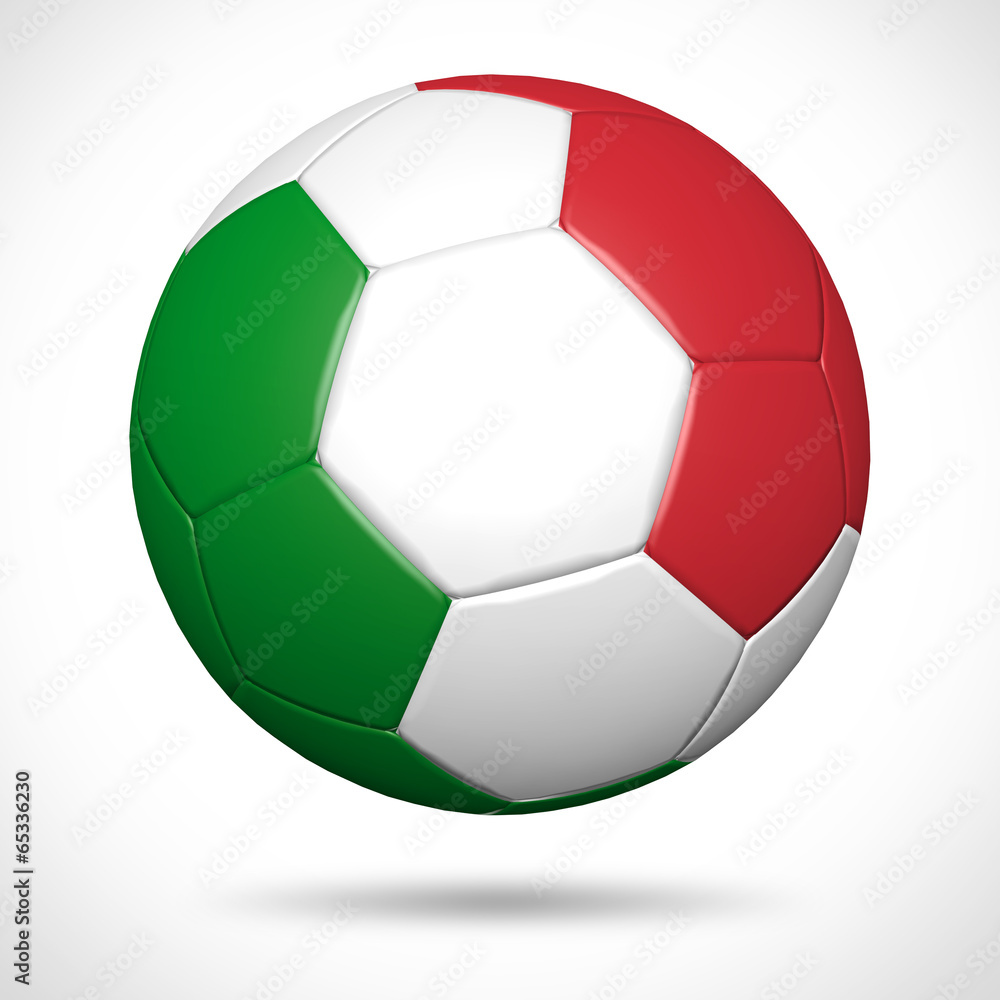 3D soccer ball with Italy flag element and original colors 3D soccer ball with Italy flag element and original colors