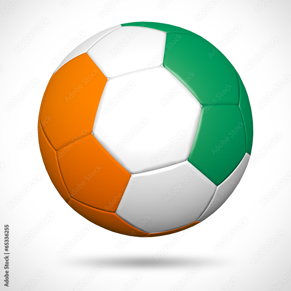3D soccer ball with Ivory Coast flag element & original colors 3D soccer ball with Ivory Coast flag element & original colors