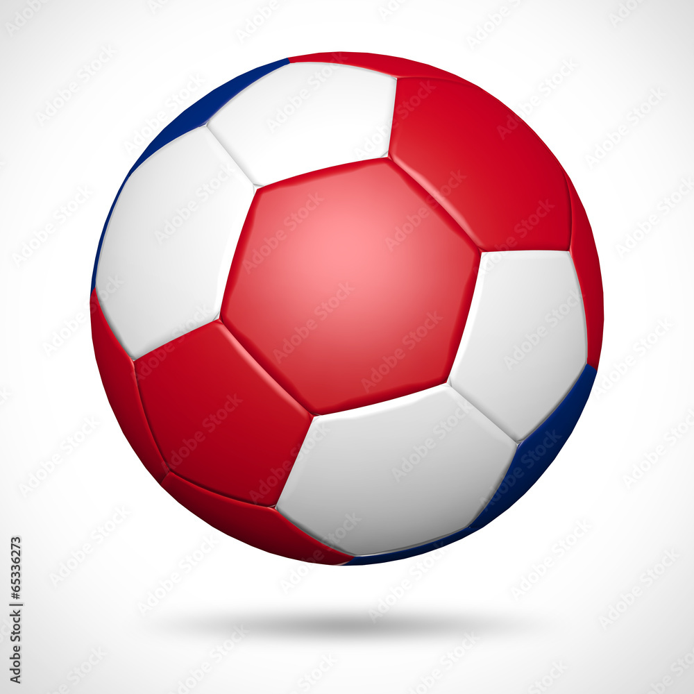 3D soccer ball with Costa Rica flag element and original colors 3D soccer ball with Costa Rica flag element and original colors