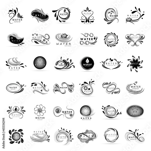 Water And Drop Icons Set - Isolated On White Background