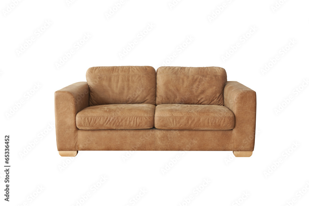 Brown leather sofa isolated on white background Brown leather sofa isolated on white background