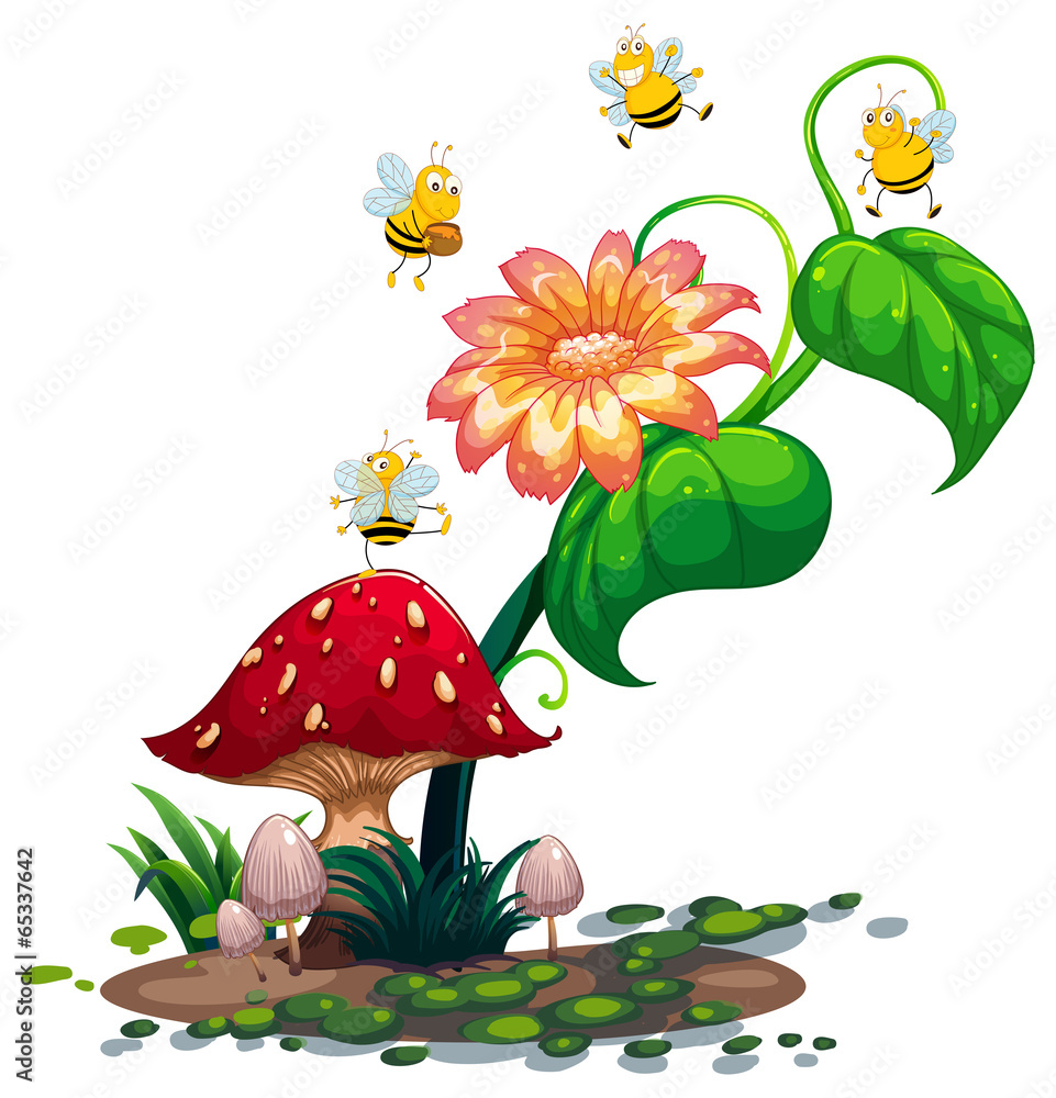 A plant with bees A plant with bees