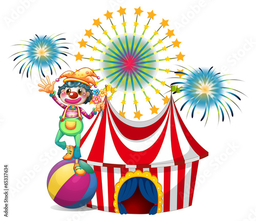 A clown near the circus tent
