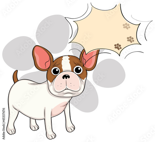 A sad bulldog with an empty callout