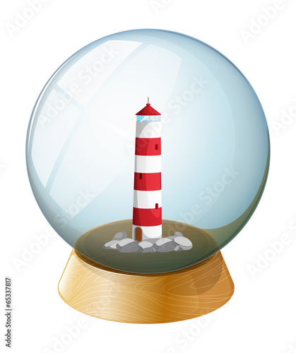 A crystal ball with a tower inside