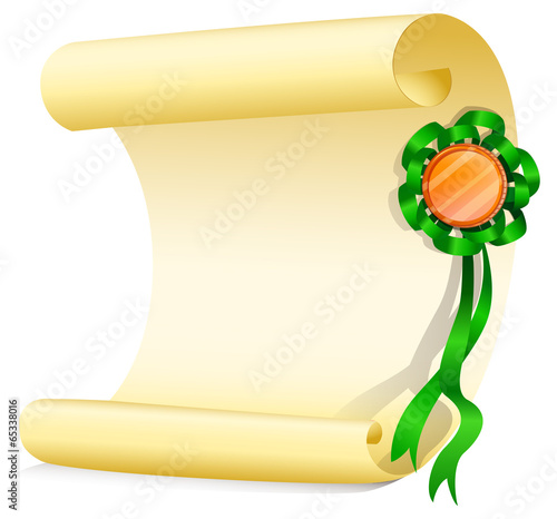 An empty paper with a green ribbon