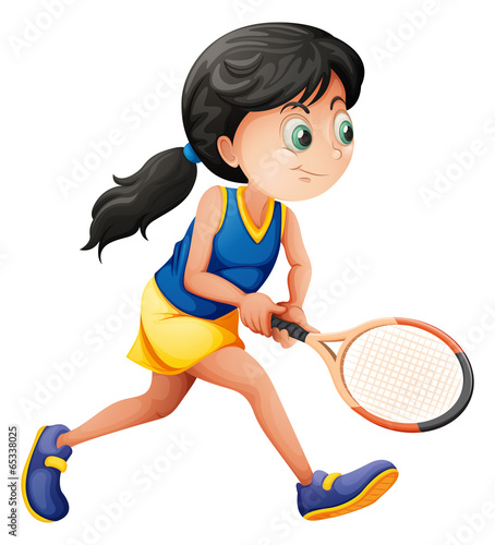 A young female player playing tennis