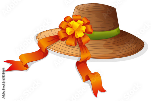 A fashion hat with a ribbon