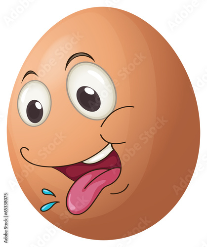 An egg with a playful face