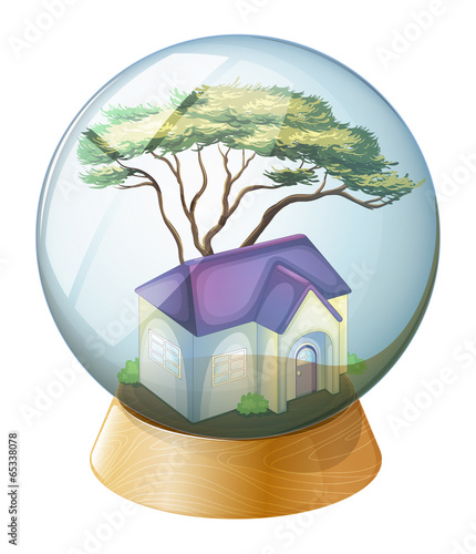 A crystal ball with a house