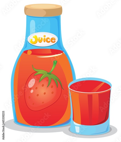A bottle of strawberry juice