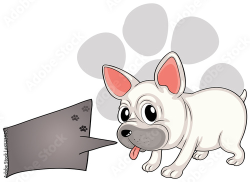 A dog with a rectangular callout