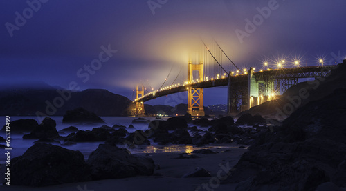 famous Golden Gate Bridge, San Francisco at night, USA