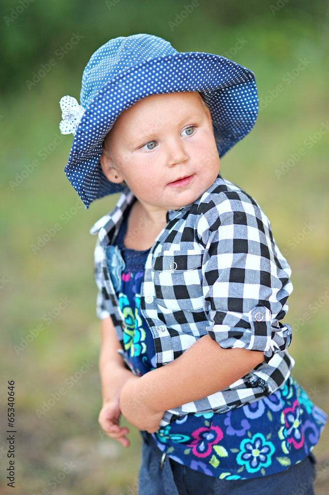 portrait of little girl outdoors in summer portrait of little girl outdoors in summer