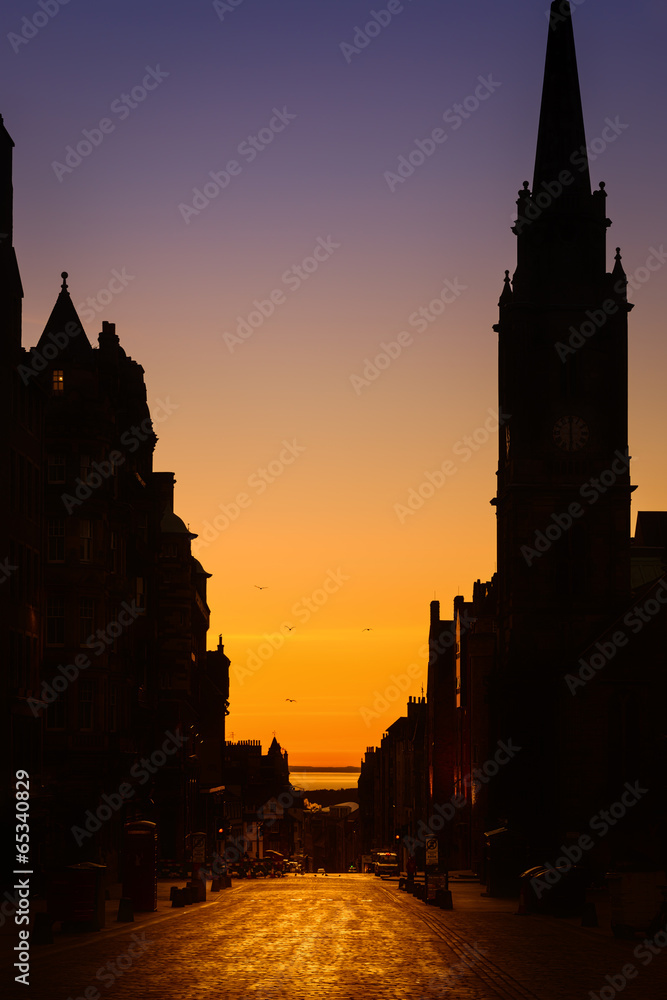 Sunrise over the Royal Mile, Edinburgh.
