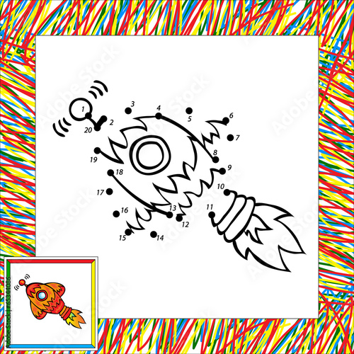 Cartoon vector rocket (first). Dot to dot