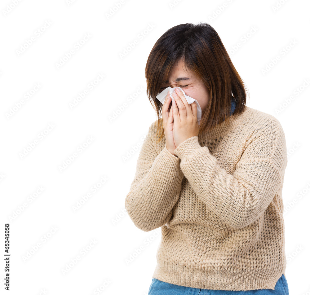 Asia woman sneeze