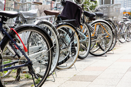 Lot of Bicycles parking at Tokyo, Japan