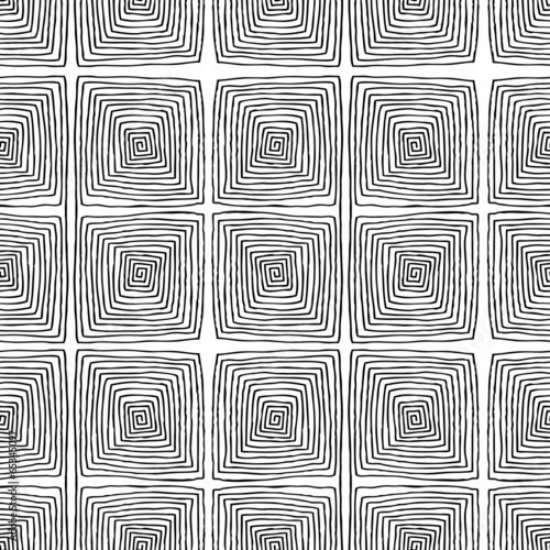 Square spiral seamless pattern in black and white