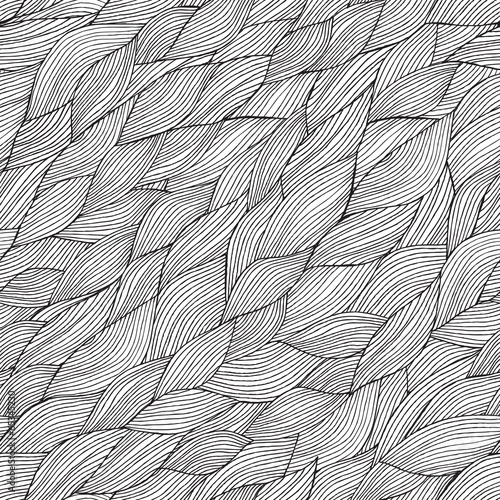 Waves seamless pattern in black and white