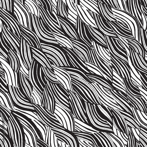 Beach seamless pattern in black and white