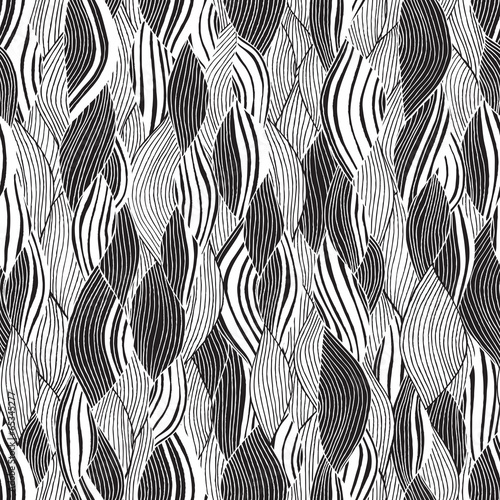Beach seamless pattern in black and white