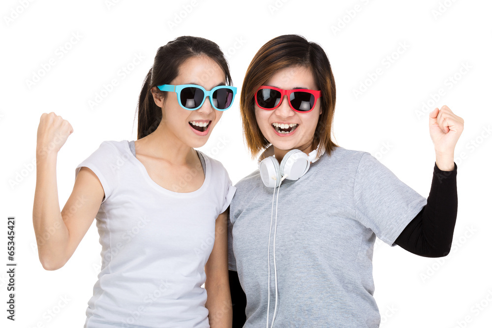 Two asia woman love music