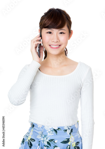 Asia woman talking to mobile