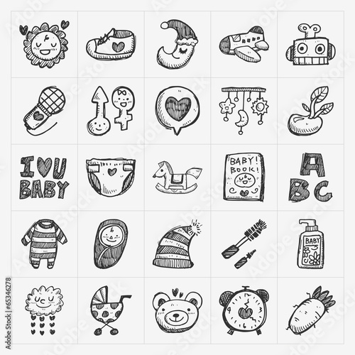 doodle baby icon sets